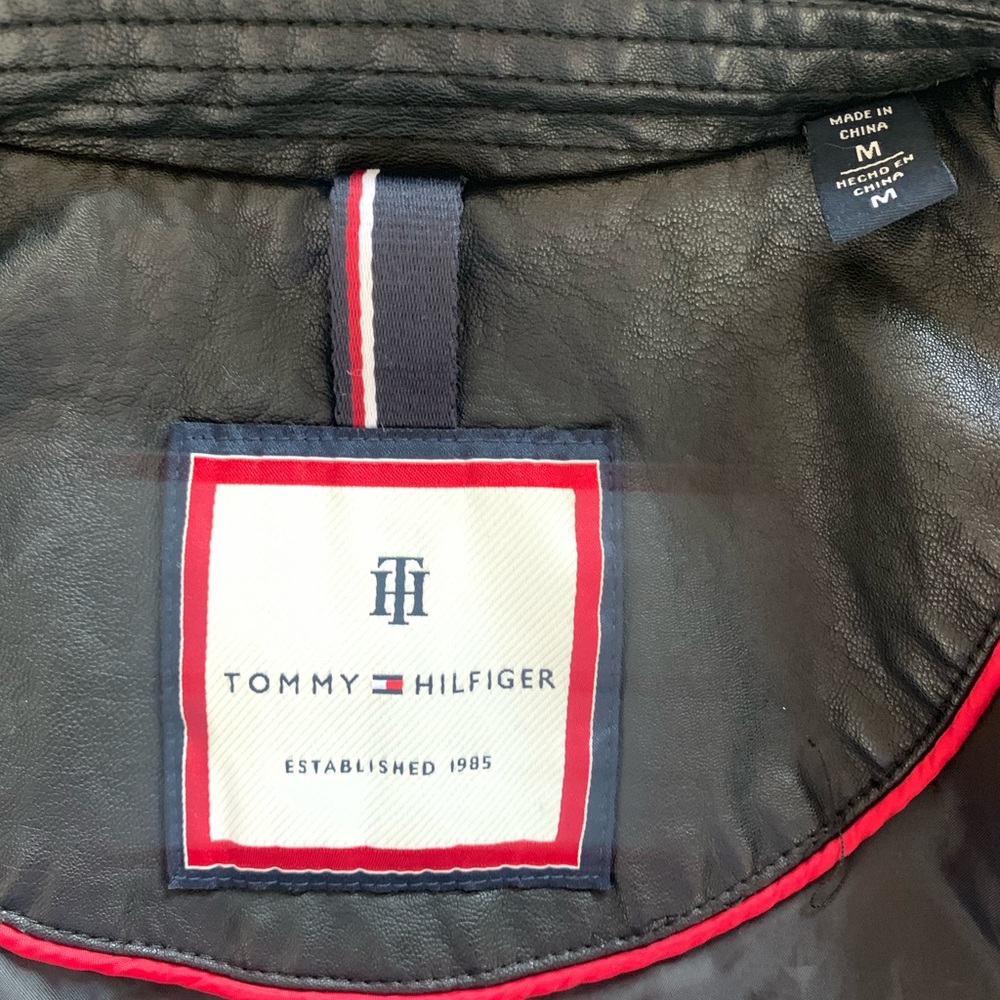 Black Tommy Hilfiger Faux Leather Jacket Size M - Picture 7 of 8